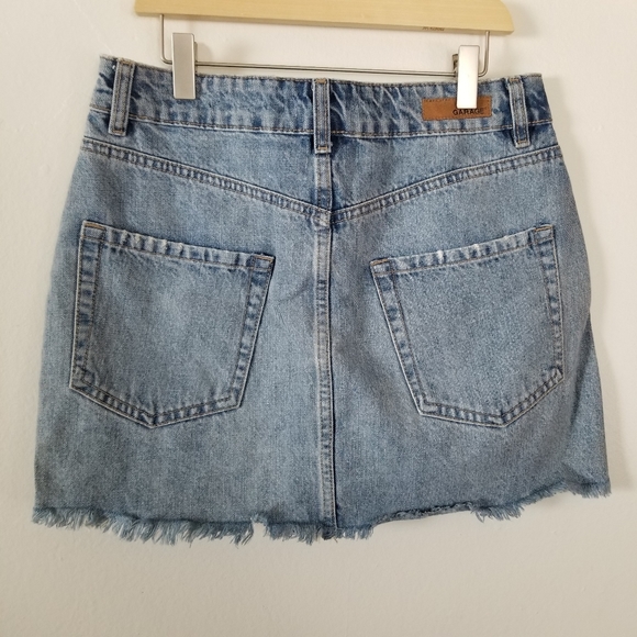 Garage Jeans Denim Mini Skirt Frayed Hem Blue S - Picture 3 of 4